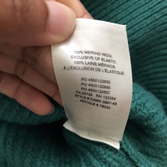 Aritzia Teal Green Chunky Knit Merino Wool Long Sleeve Pullover Sweater - M - Picture 8 of 9